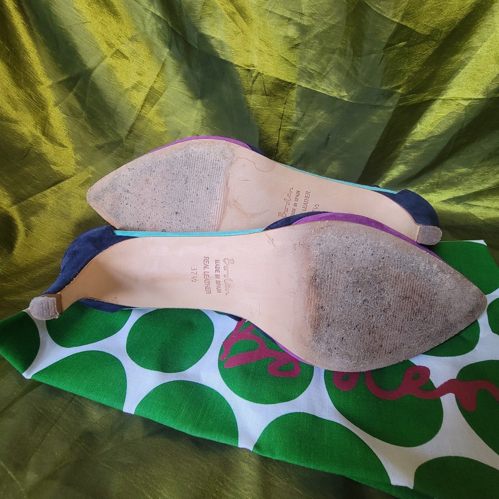 Boden Women's Purple and Navy Colorblock Alice Mid Heels - Picture 6 of 7